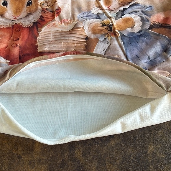 NWT Beatrix Potter Peter Rabbit inspired tea time throw pillow cover nursery OS - Picture 9 of 13